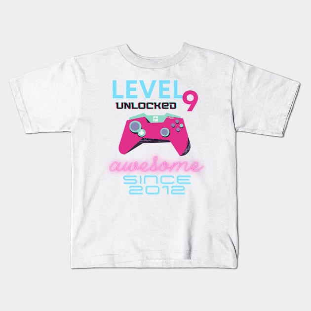 Level 9 Unlocked Awesome 2012 Video Gamer Kids T-Shirt by Fabled Rags 